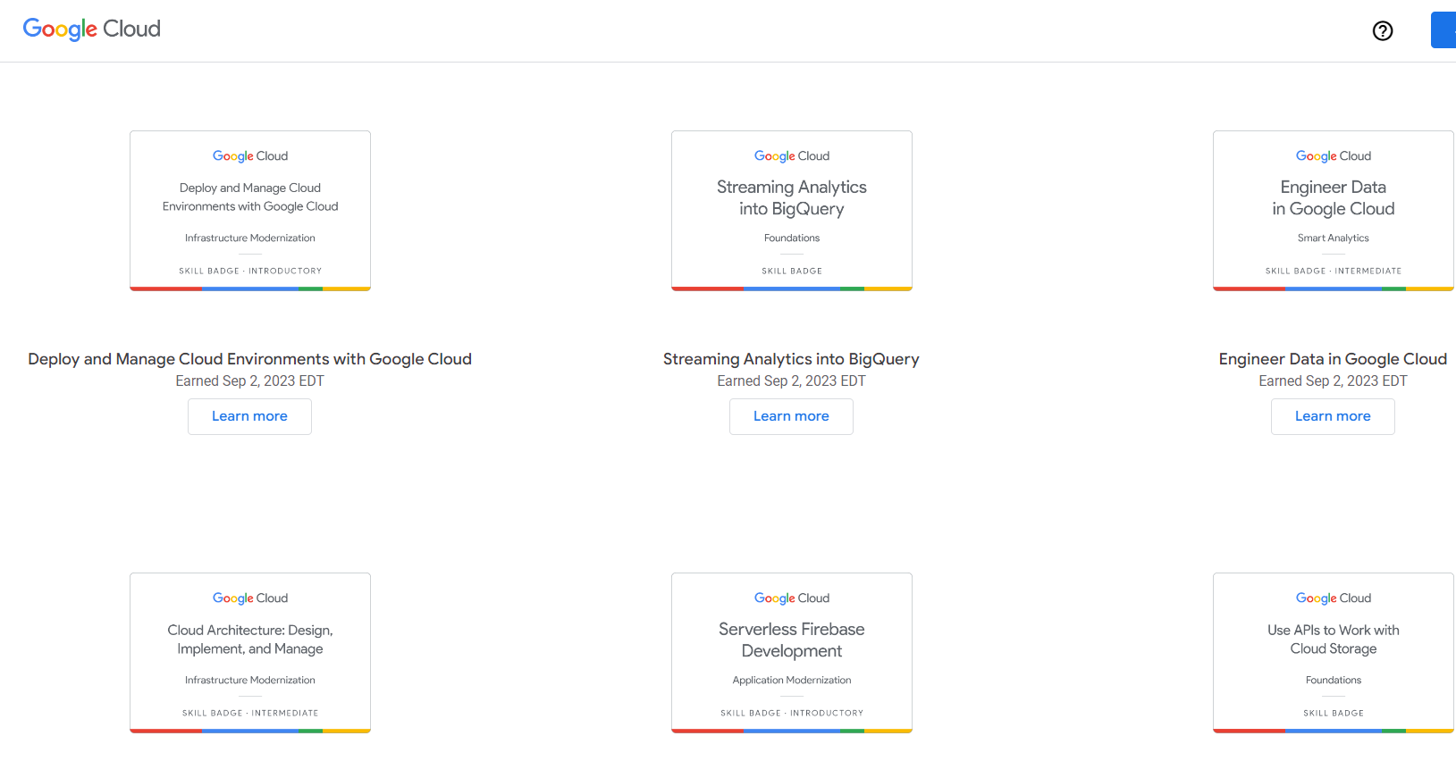 Google Cloud Skill Badges